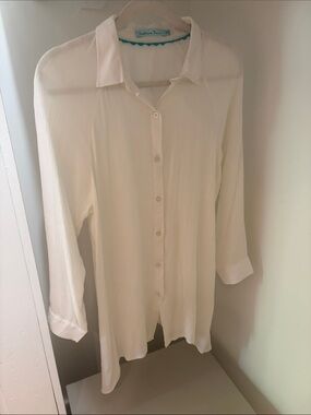 Solitaire Swim White Button Down Coverup